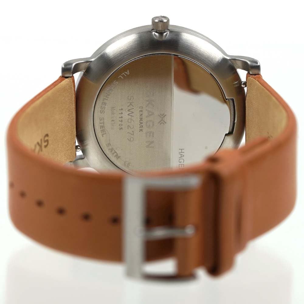Часы Skagen HAGEN Синий циферблат Коричневый кожаный ремешок Индикатор даты 40 мм Мужские SKW6279-I