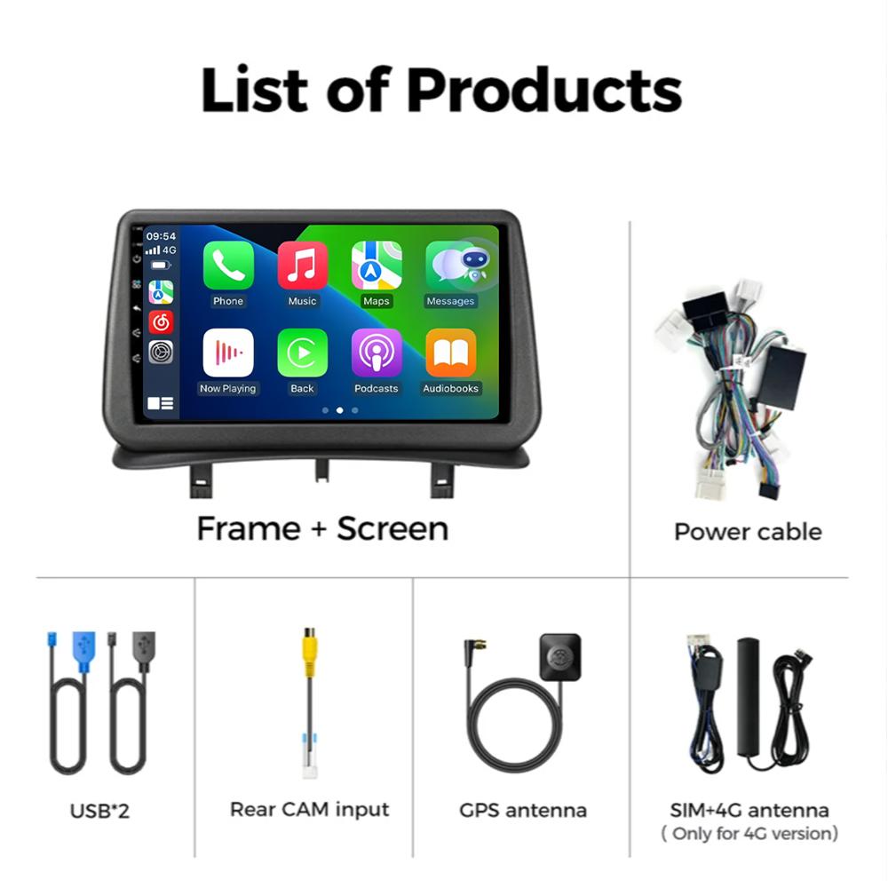 Видеоплеер Автомобильный Радиоприемник Android 14 Для Renault Clio 3 2005-2014 Беспроводной CarPlay Auto 4G Мультимедиа Навигация GPS 2din