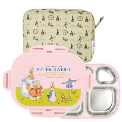 Peter Rabbit, функциональная безопасность, двойной ланч-бокс из нержавеющей стали + набор сумок, розовый, популярный домашний продукт для родителей
