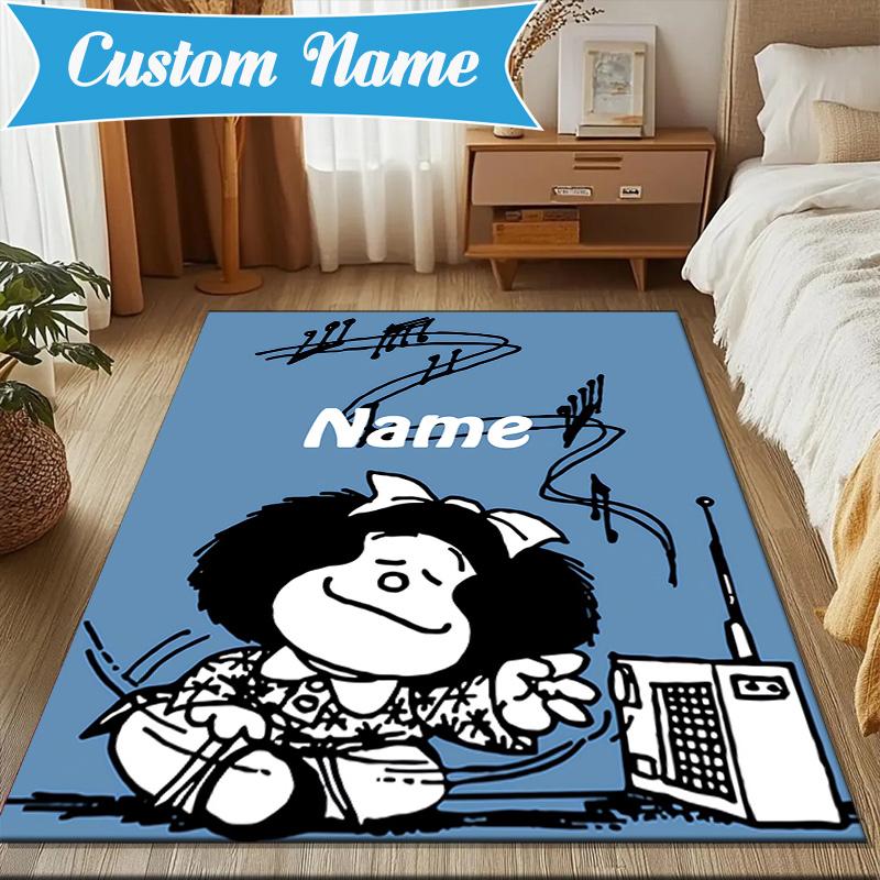 Custom Name Mafalda's Portrait Rug Game Carpet, Floor Mat for Bedroom Living Room Entryway Rug, Home Decor Idea Gift for Christmas birthday