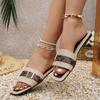 Women's Flat Slippers With Metal Buckle Summer Beach Sandals Outdoor Casual Slide Shoes