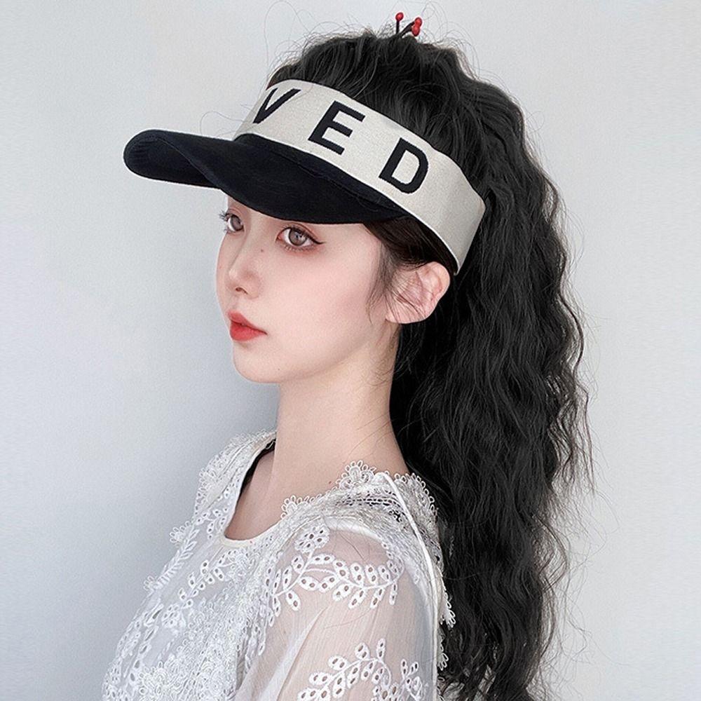 Термостойкая искусственная волокнистая шапка для волос, длинный волнистый конский хвост, солнцезащитная шапка, козырек от солнца, кепка-бейсболка с париком