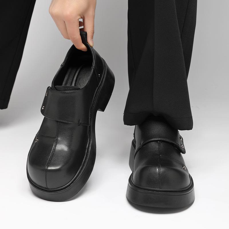 2026 Spring New Designer Derby Shoes Men Black Fashion Casual Work Platform Shoes Male Black Low Top Japanese Leather Shoes Man