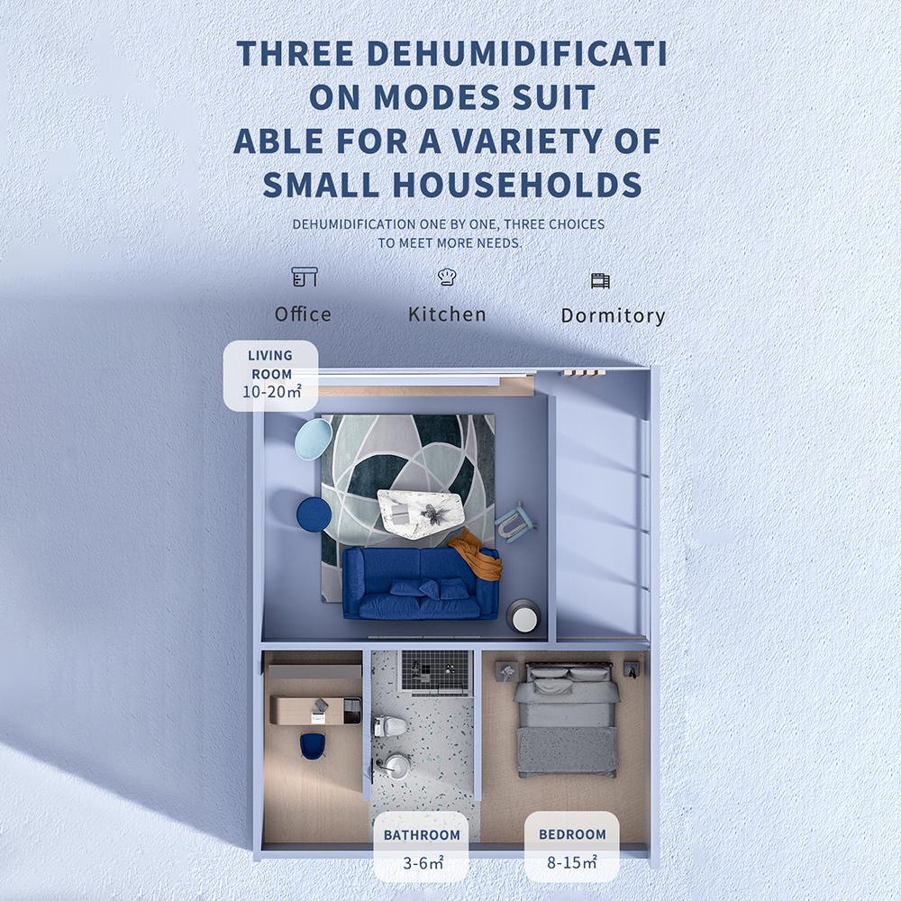 Осушитель и очиститель воздуха 2-в-1 со сливным шлангом, пульт дистанционного управления, сенсорный ЖК-экран, влажность
