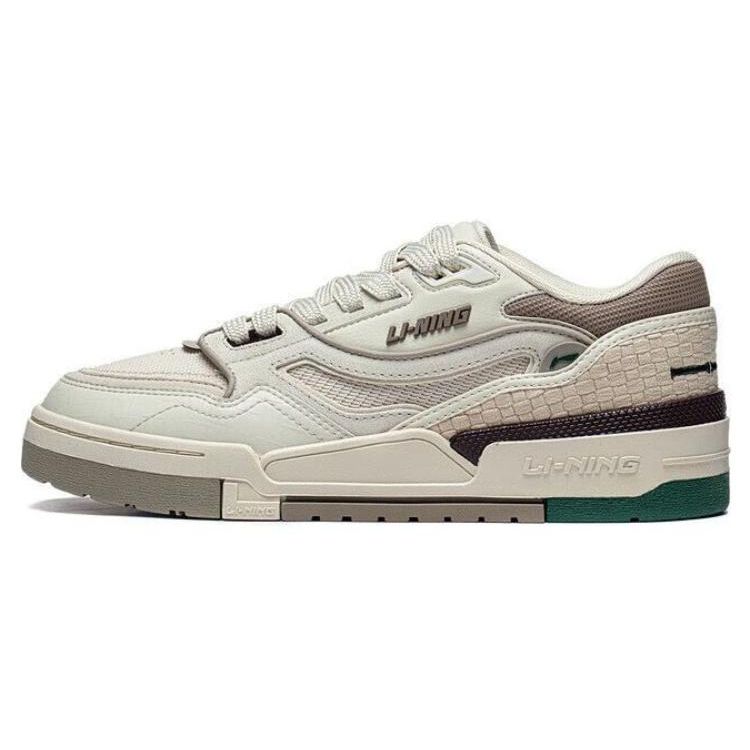 Li Ning 001 Btc Btc Premium Fabric Leather Non-Slip Low-Top Skate Shoes Men Sneaker Bone-White AGCT101-2