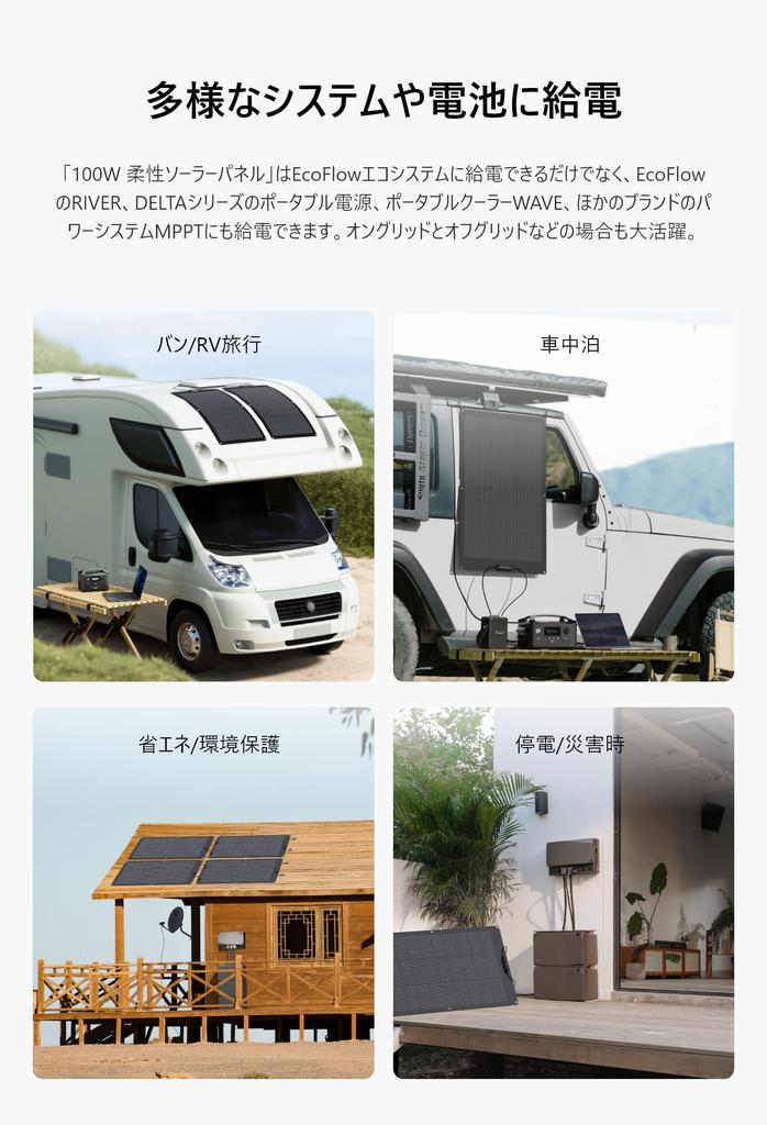 EcoFlow 100 Вт солнечная панель Гибкая стационарная монокристаллическая кремниевая изогнутая поверхность Способная скорость преобразования Водонепроницаемая и пыленепроницаемая EcoFlow