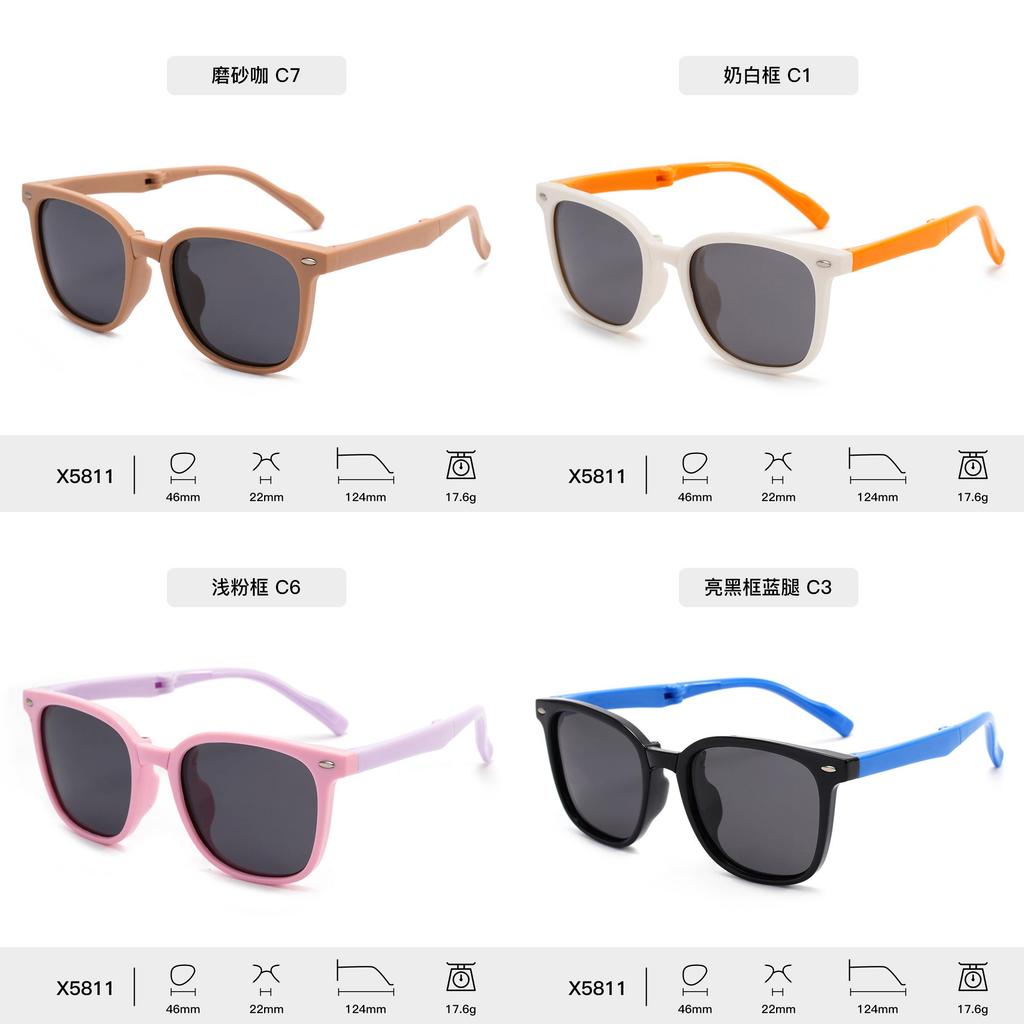 Kids Square Sunglasses Uv400 Polarized With Geometric Tac Lenses For Outdoor Play And Party