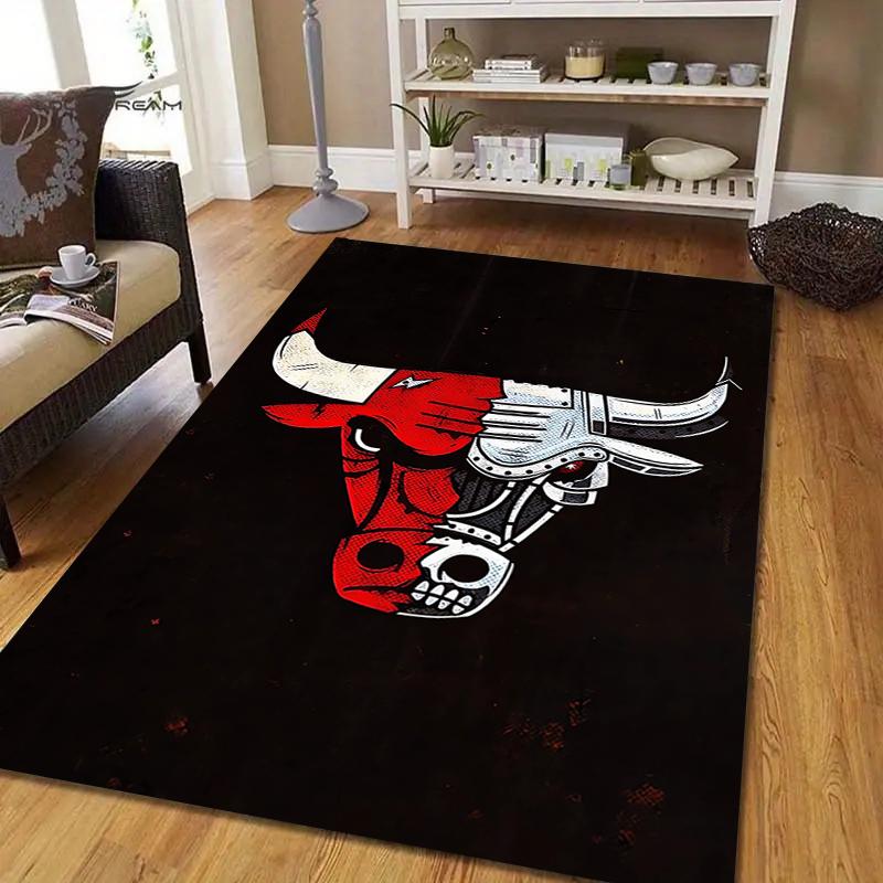 Bull Skull Mask Style Crystal Velvet Rug, Soft Anti‑Slip Crystal Velvet Carpet for Living Room Bedroom Home Decor