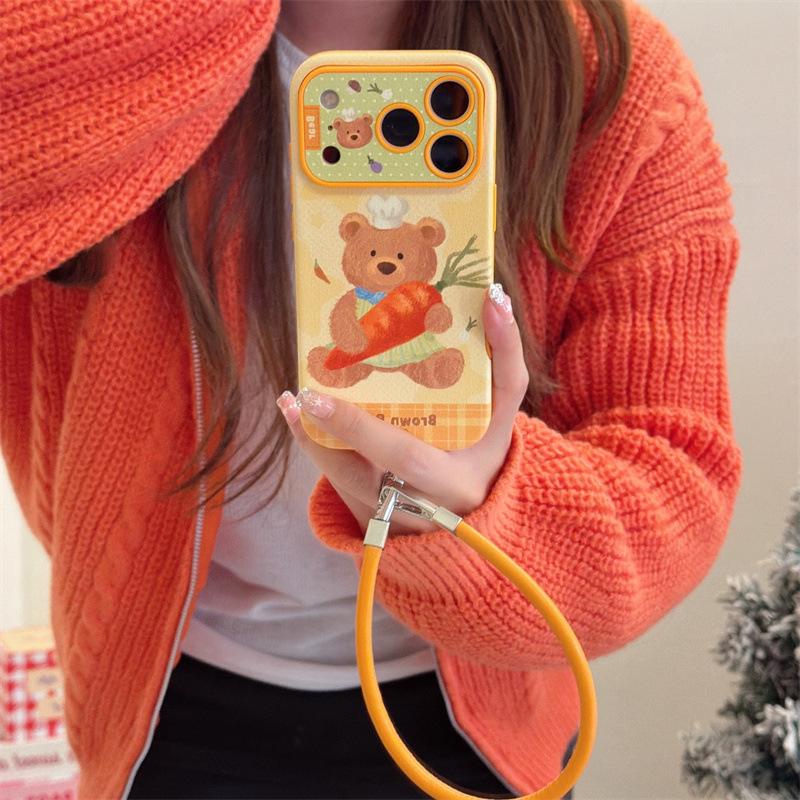 Мультяшный Чехол Jellycat Морковный Медведь для iPhone 17, 16 Pro Max, 15, 14 для Женщин