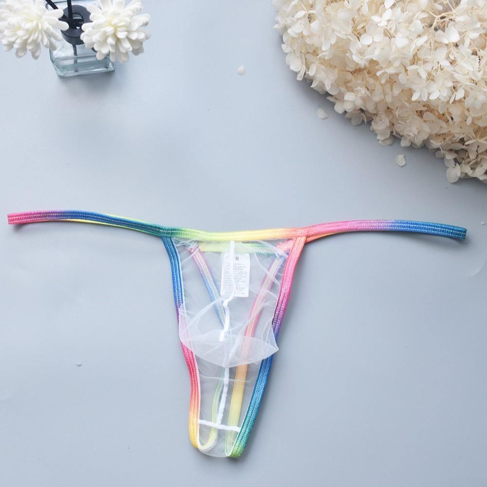 Mens Low Waist Briefs Mesh Thong Underpants Briefs