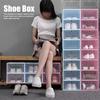Бытовая утолщенная прозрачная штабелируемая коробка для обуви пылезащитная коробка для хранения обуви органайзер CaseBlue