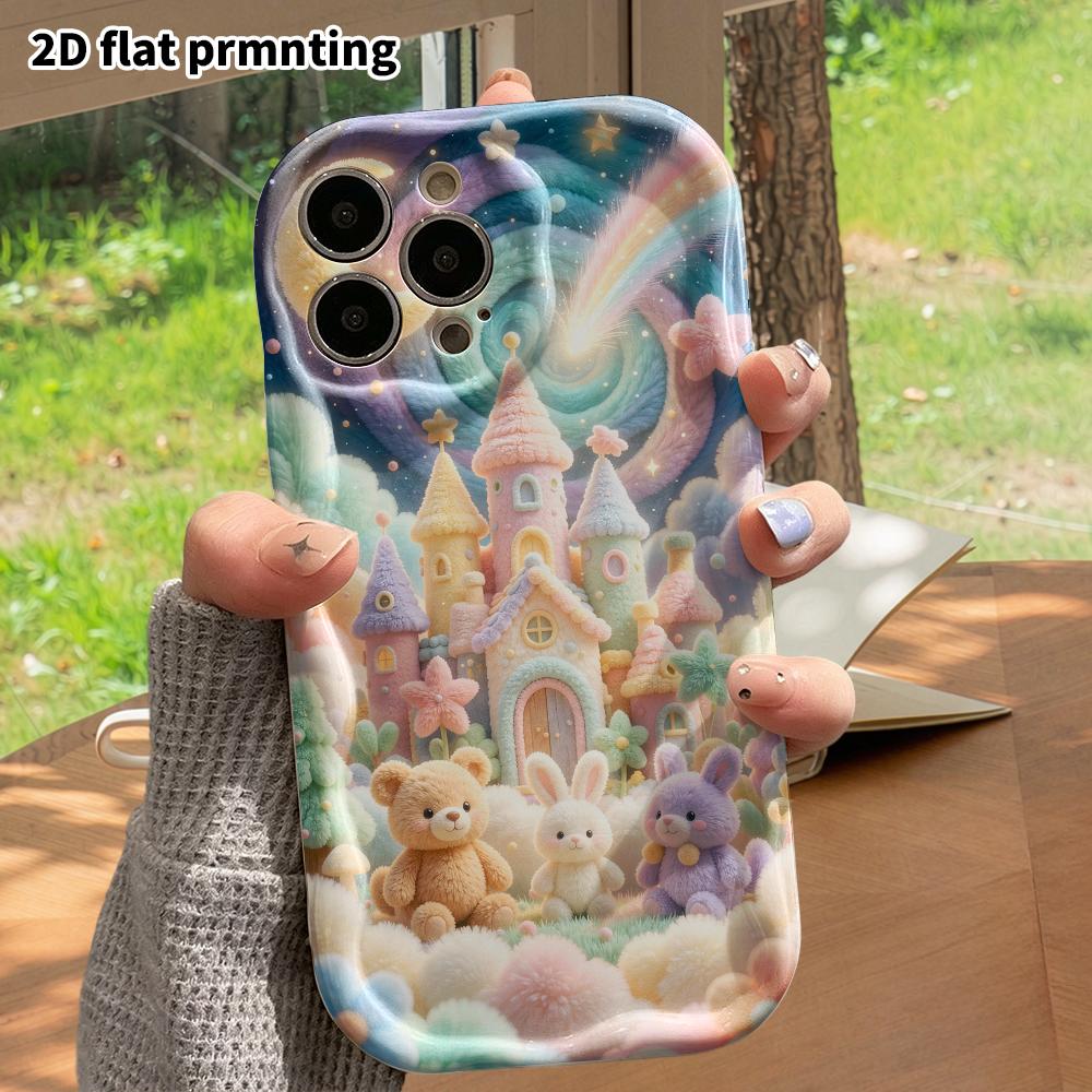 Phone case: 2D flat, suitable for iPhone 18 17 16 15 14 13 12 Pro, starry sky plush castle, perfect Christmas and Halloween holiday gift