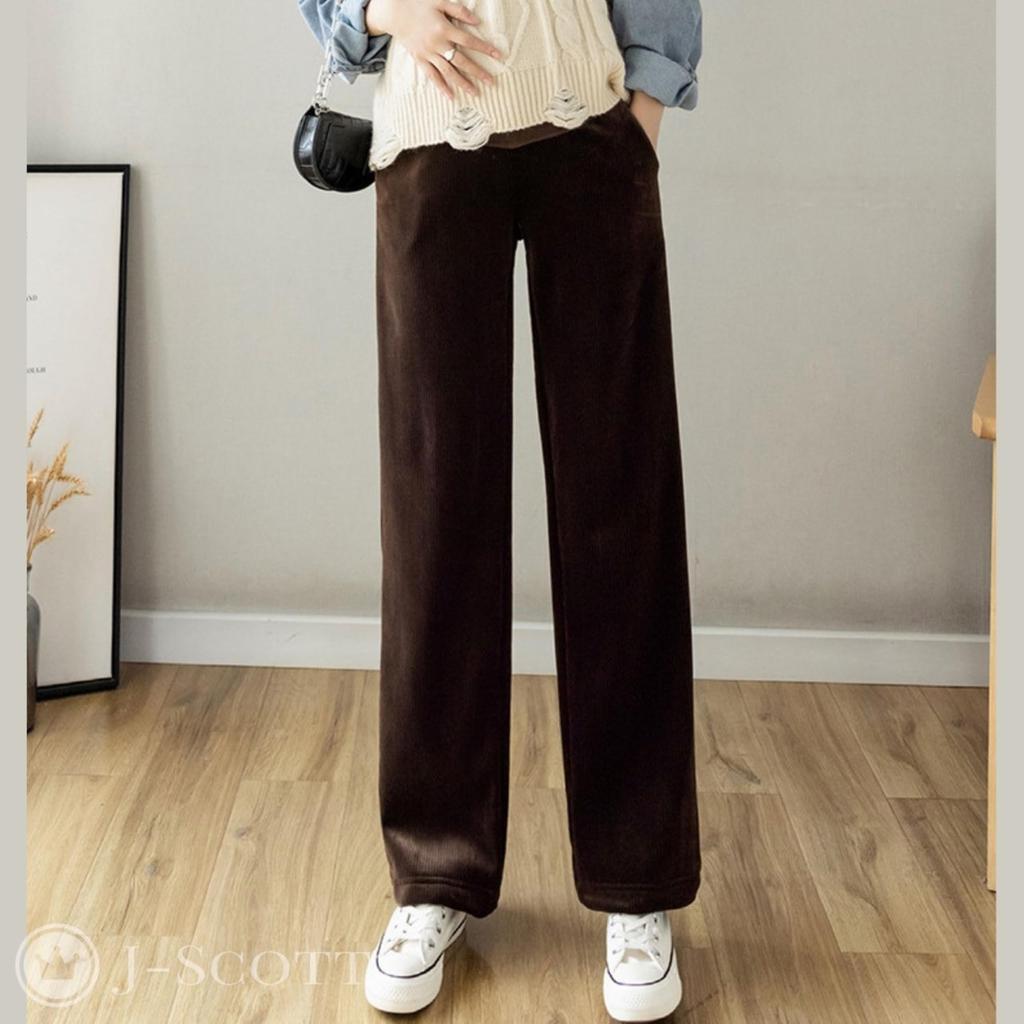 Женские вельветовые брюки для беременных J-Scott с эластичной талией, прямого кроя, флисовой подкладкой и карманами, однотонные коричневые, JS24-BR-2XL