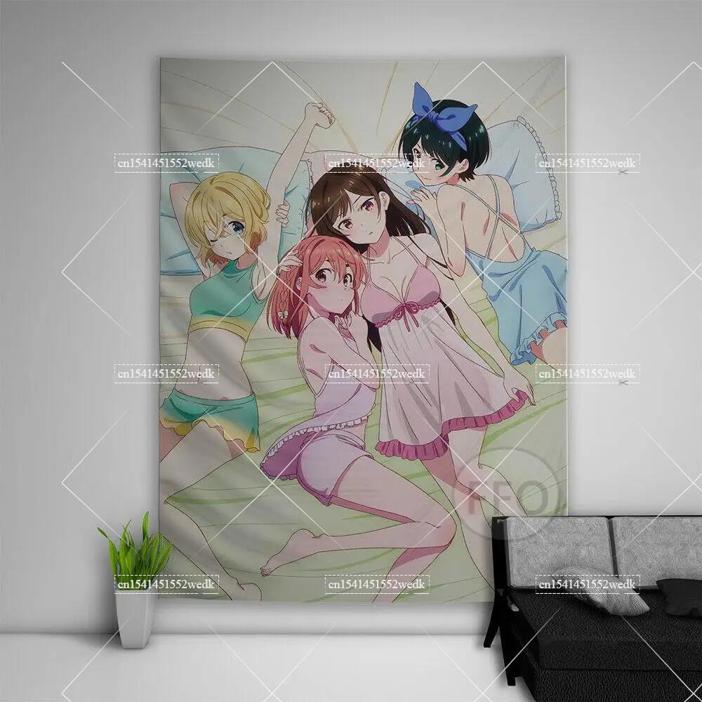 Kawaii School Girl Tapestry Wall Decor Anime Tapestry Manga Aesthetic Room Decoration Meme Tapestries Art Poster For Home