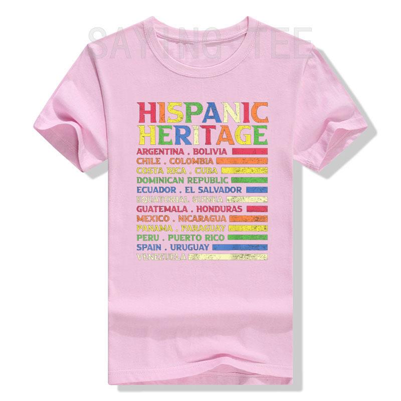 Hispanic Heritage Month National Latino Countries Flag T-Shirt Letters Printed Graphic Tee Top La Herencia Hispana Women Clothes