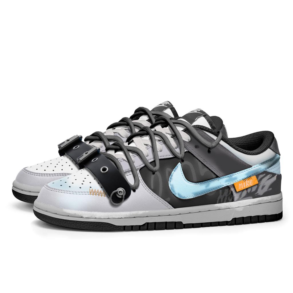 Nike Кроссовки Dunk Скользкие Устойчивые к истиранию Низкие Кеды для скейтборда Унисекс Синий Черный DD1391-100(Команда202-)