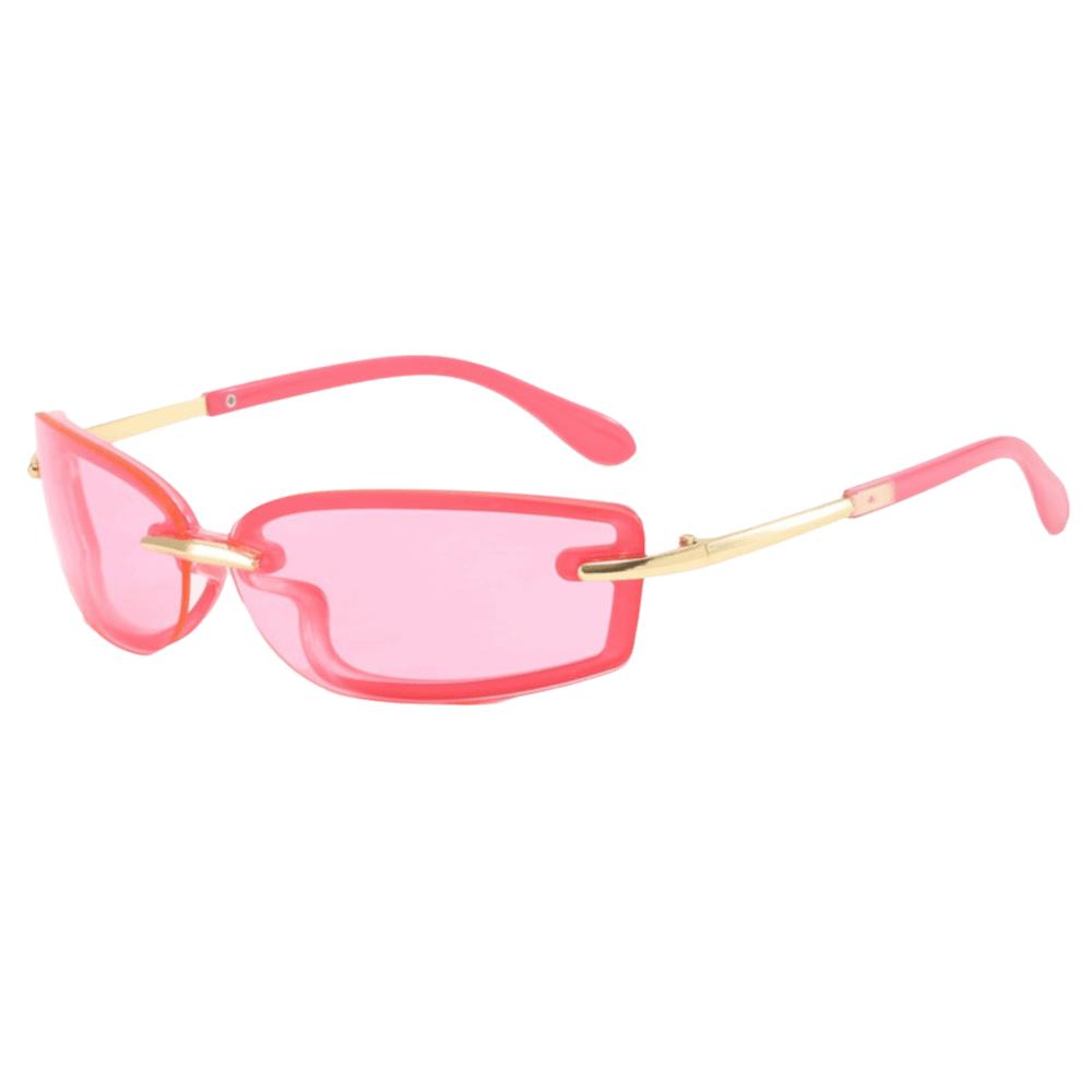 Y2K Candy Color Rimless Sunglasses Metal Eyewear Futuristic UV Protection Sun Glasses  Fashion