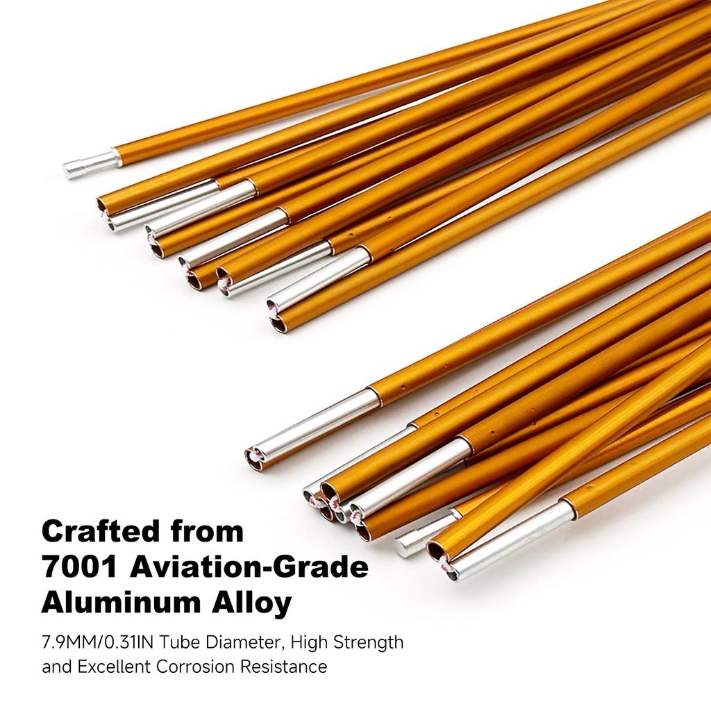 Палаточные стойки для кемпинга Модернизированные 7,9 мм Легкие алюминиевые палаточные стойки Выдвижные Золотые Сменные стойки Наружная поддержка