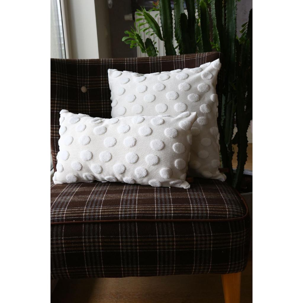 Bohemian Special Design Punch Pattern Decorative Rectangular Throw Pillow Case Point Ecru