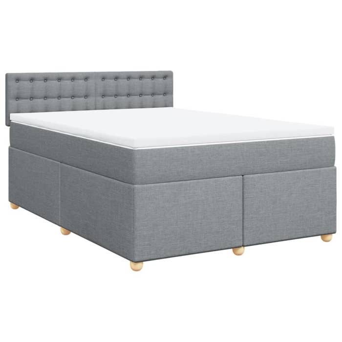Maison Exclusive - Sommier à lattes de lit avec matelas Gris clair 140x190cm Tissu