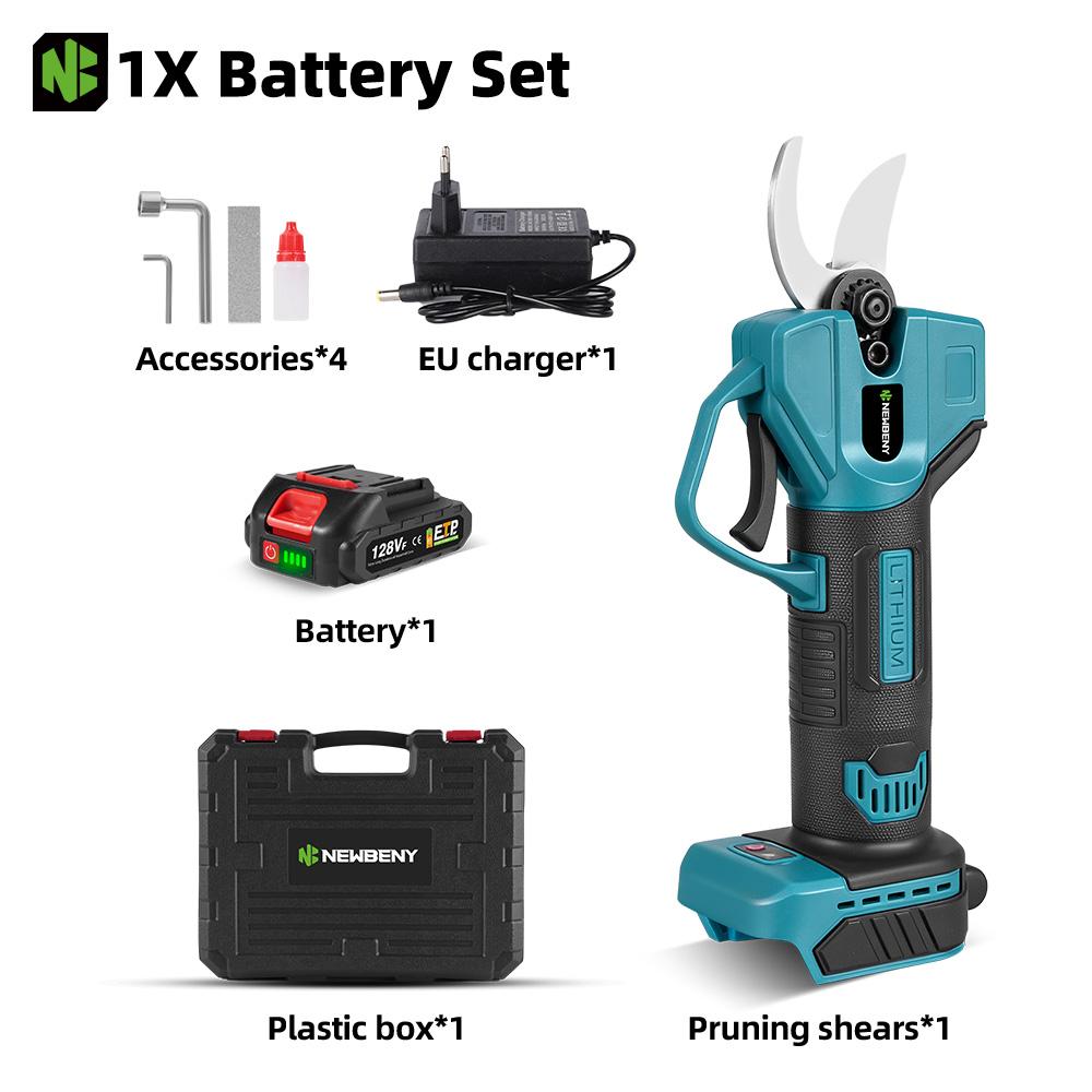 Newbeny 2 Gears 30mm Electric Pruner Shear Fruit Tree Bonsai Cordless Pruning Scissors Power Tools For Makita 18V Battery Pin