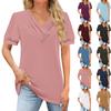 Women's T Shirt Tee Casual V-neck Short-sleeved T-shirt Solid Button Top