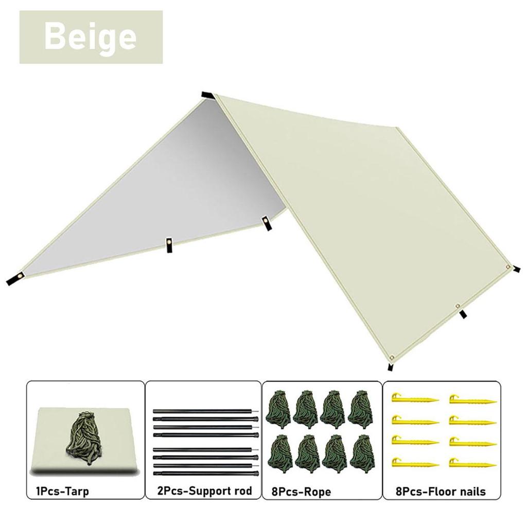 Outdoor Camping Tarp, Camping Tarpaulin Awning, Lightweight UV Resistant and PU 3000mm Waterproof Rainproof Tarpaulin Shelter