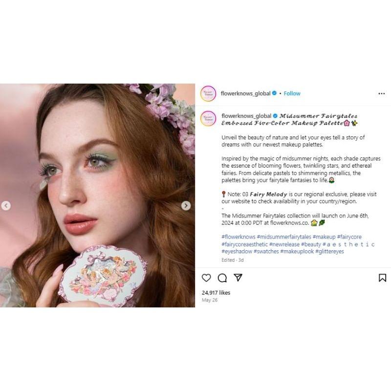 Flower Knows - Палитра макияжа «Сказки середины лета» с тиснением, пять цветов - 03