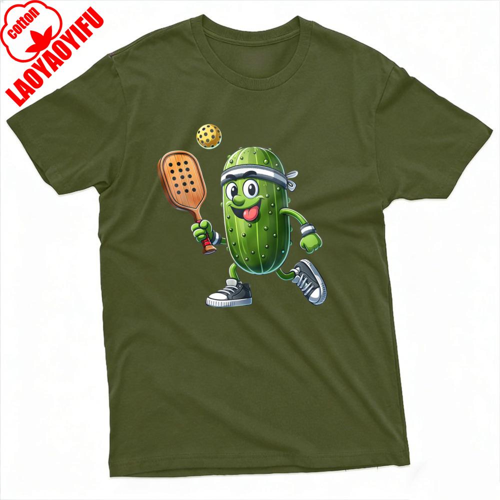 Cucumber Playing Pickleball Summer Unisex TShirt Casual Funny Design for Outdoor Activities and Sports Clothes Summer Tees