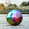 Iridescent Gazing Ball 7.9" Stainless Steel Polished Hollow Balls 360° Mirror Rainbow Reflective Globe for Garden Pool Patio Lawn
