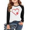 Футболки с длинным рукавом для девочек Love ко Дню святого Валентина, детские осенние топы с круглым вырезом, базовые футболки для детей 5-14 лет