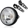 Meliore Motorcycle Motorcycle 7 Inch Headlight Multi-Reflector H4 Bulb with Mounting Stays Light
