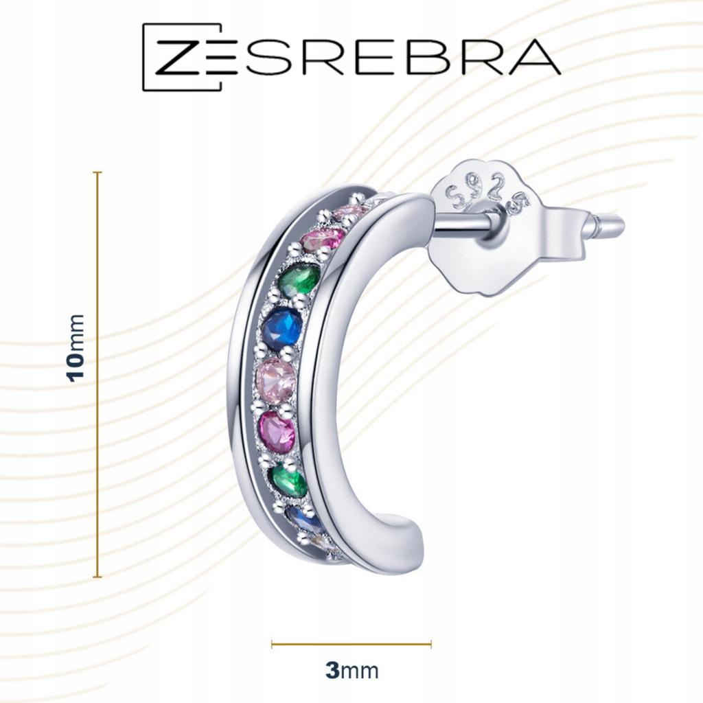 Earrings, Colorful Stud, Pr 925, Zircons, Crystals, Diamond