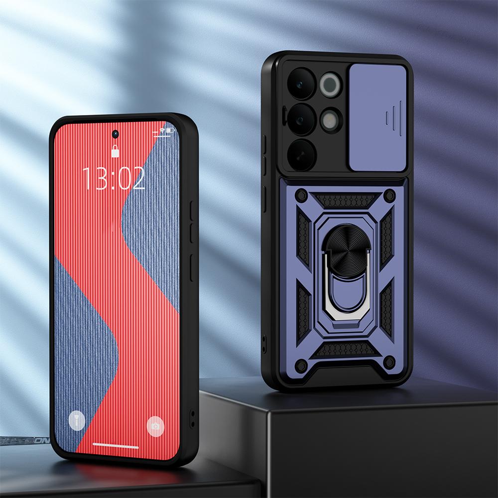 KEYSION Ударопрочный бронированный чехол для Realme C85 5G Кольцо-подставка с защитой шторки камеры Задняя крышка телефона для OPPO Realme C85 Pro