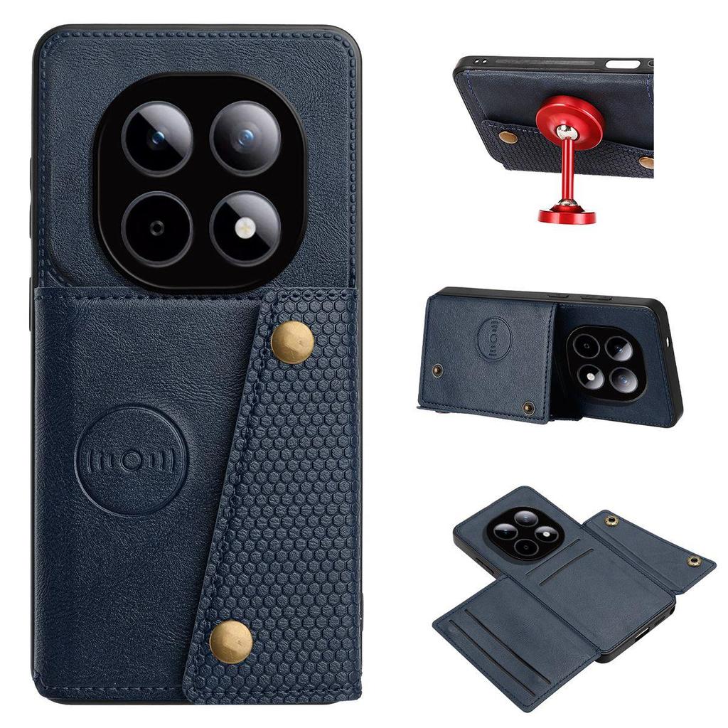 Кошелек-чехол из ПУ-кожи для Xiaomi Redmi Note 15 5G, POCO M8, с несколькими отделениями для карт, двойной металлической кнопкой, противоударный, полнотелый защитный чехол