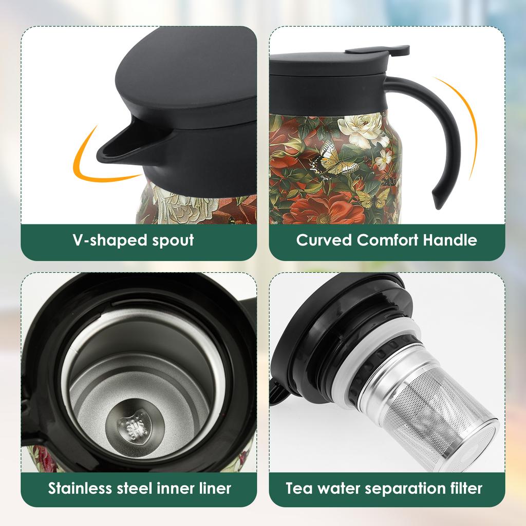 800/1000 мл Чайник из нержавеющей стали Съемный Изолированный Чайник с Инфузором Бытовой Чайник для Дома Кухонные Аксессуары