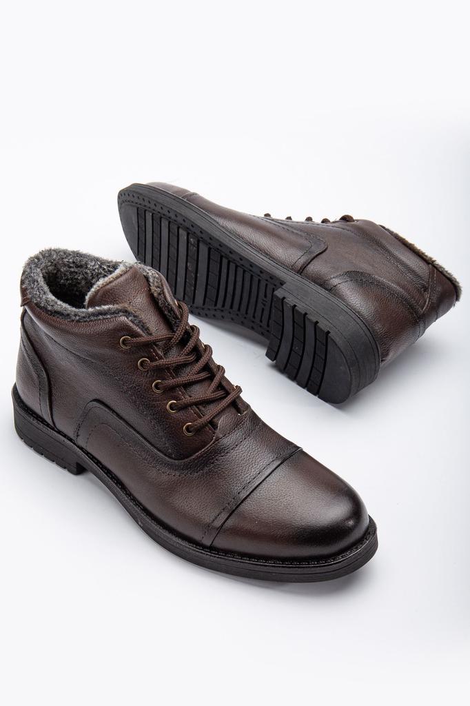 Men's Fashion Genuine Leather Thick Heeled Booties Bootie Cold And Waterproof Daily Zipper Boots Shoes