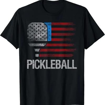 Us Flag Pickleball Player Paddleball Lover T Shirt