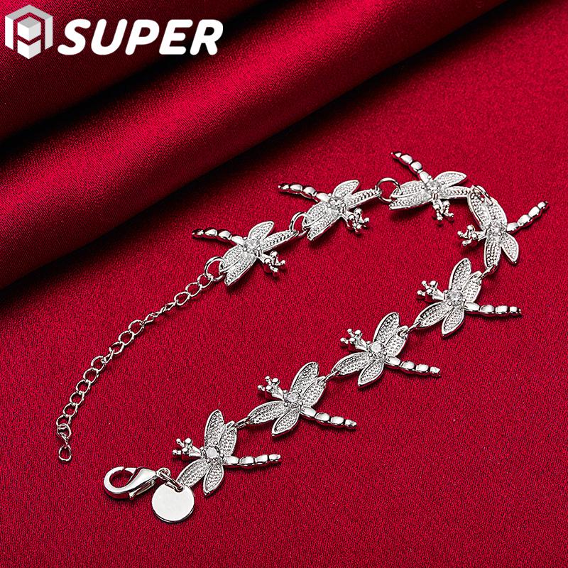 Ювелирные изделия из стерлингового серебра 925 пробы с цепочкой из 8 стрекоз AAA и цирконом