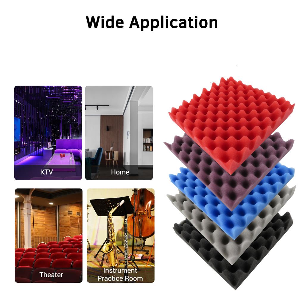 Muslady 12PCS 30 * 30 * 5cm Acoustic Foam Panels Egg Foam Pad Sound Isolation Foam for Home Studio