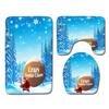 Christmas Shower Curtain Floor Mat Combination Four-Piece Set Kitchen Door Mat Bedroom Living Room Carpet