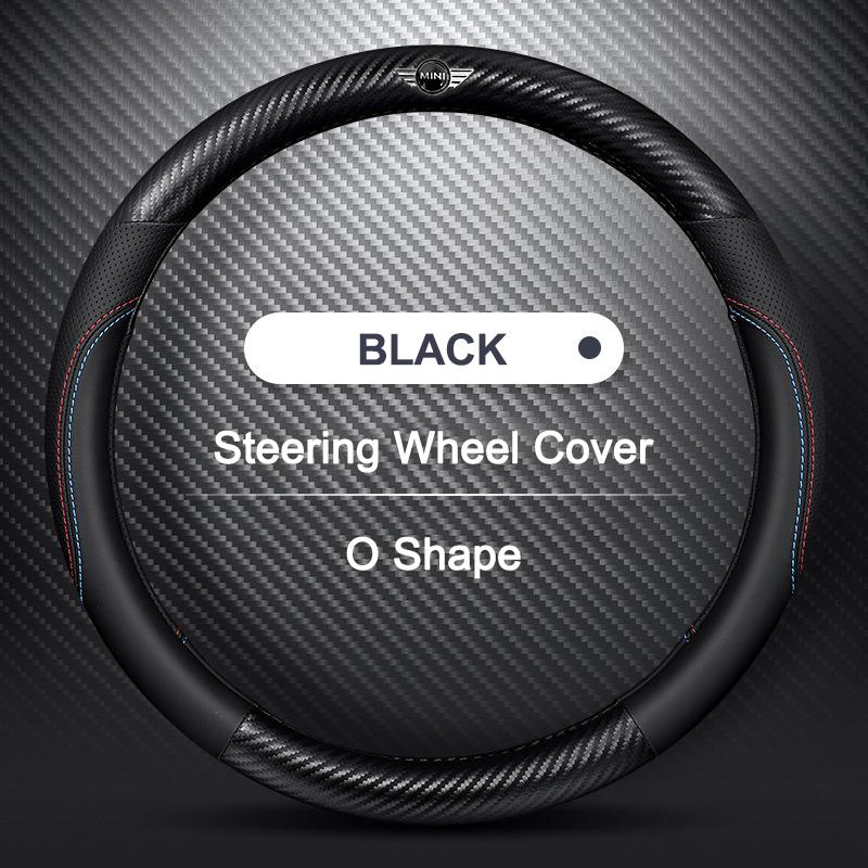 Car Carbon Fiber Texture PU Leather Car Steering Wheel Cover For BMW Mini Cooper R50 R53 R55 R56 R60 R61 F54 F55 F56 Stickcer pd2