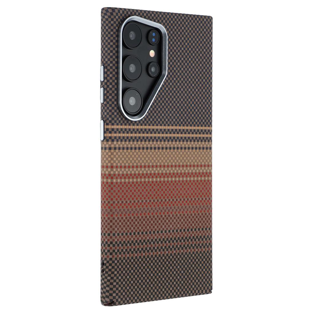 For Samsung Galaxy S24 Ultra Case Compatible with MagSafe Carbon Fiber Texture Water-Transfer PC Phone Cover