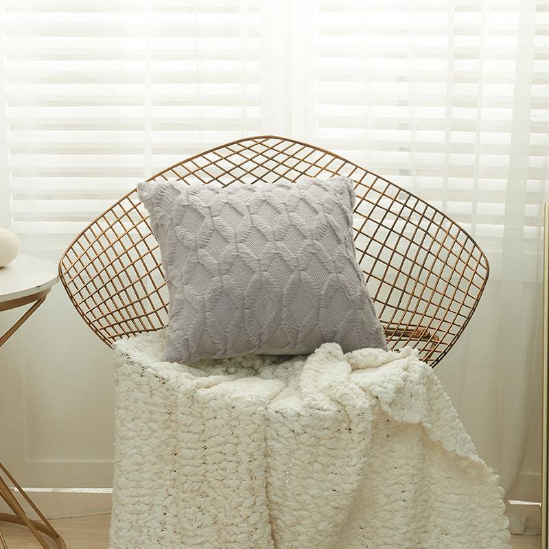 Наволочка для диванной подушки в стиле инс, скандинавский стиль, однотонная, легкая роскошь, плюшевая, домашняя ткань, наволочка