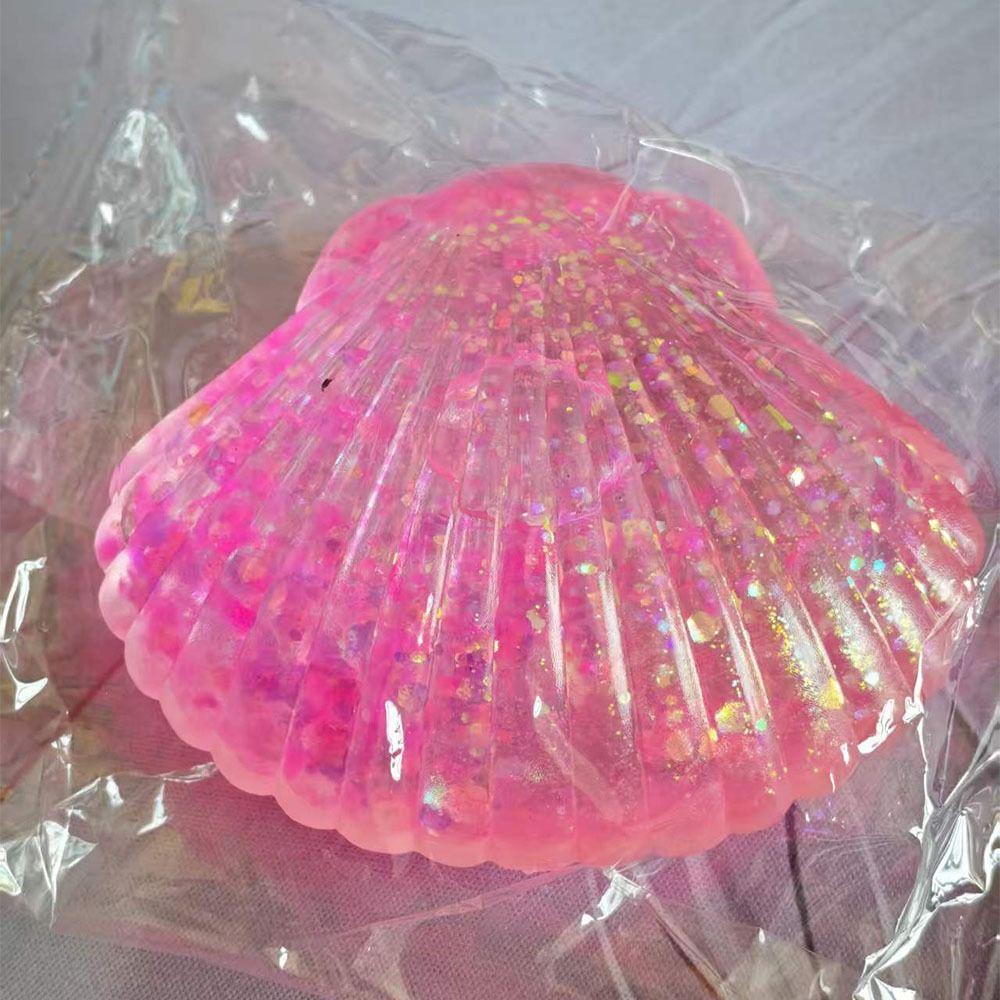 Creative Squeeze Toy Maltose Texture Glitter Shell Squishy Toy Shell Pinching Fun Toy Office Use