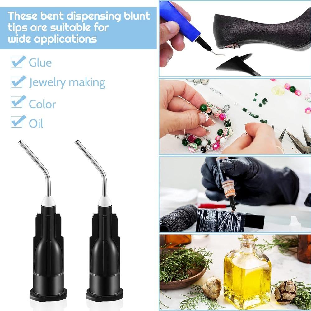 200pcs 20 Gauge Dispensing Needles Black Dispensing Needle Tips Pre Bent Flow Bent Dispensing Tips