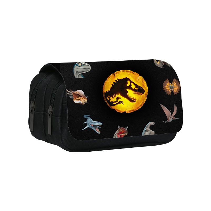 Jurassic World Dinosaur Pattern Double Layer Student Stationery Storage Bag For School And Work