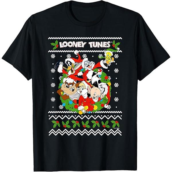 NEW Looney Tunes Merry Christmas Heavy Cotton Black T Shirt S-5XL BT629 Unisex T-Shirt