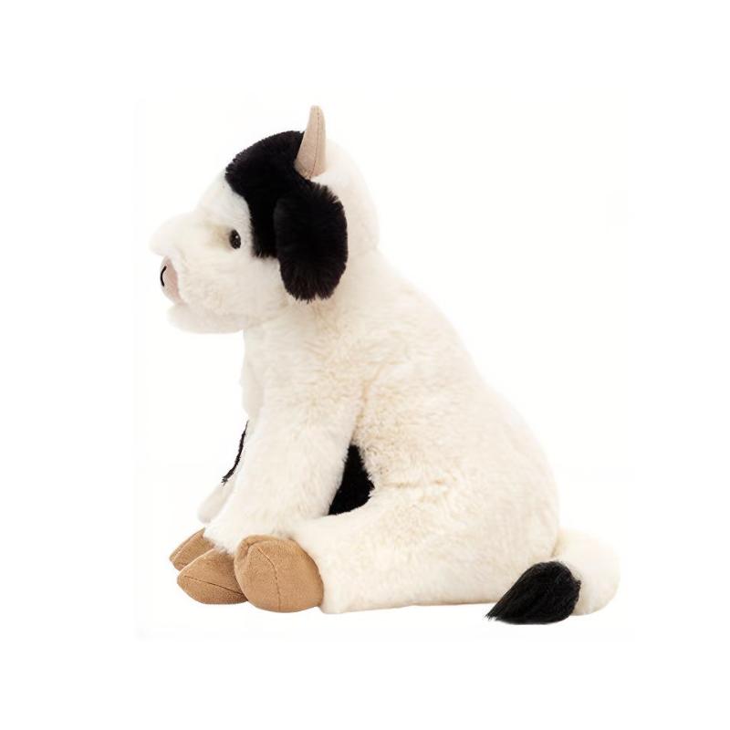 JELLYCAT Серия «Фермерские животные» Кэри Теленок Милая черно-белая кукла Плюшевая кукла 20 см высотой