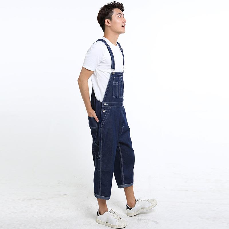 Мужские джинсовые шорты Мужской джинсовый комбинезон Большой размер Лямки Прямые брюки Светло-голубые шорты